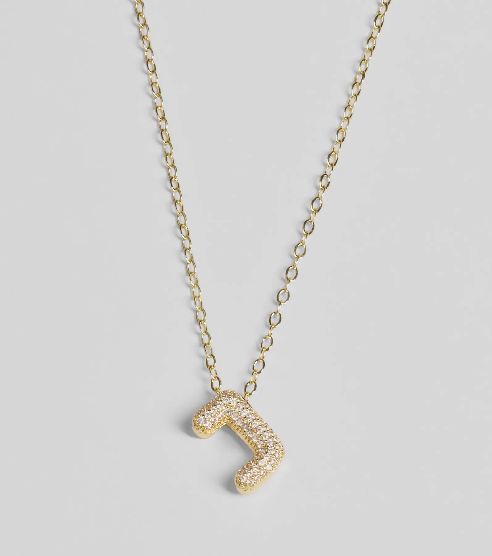 Bubble Letter Monogram Rhinestone Necklace